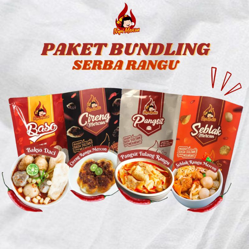 

PAKET BUNDLING SERBA RANGU (BASO DACI,CIPAK RANGU,PANGSIT TULANG RANGU,SEBLAK TULANG RANGU)
