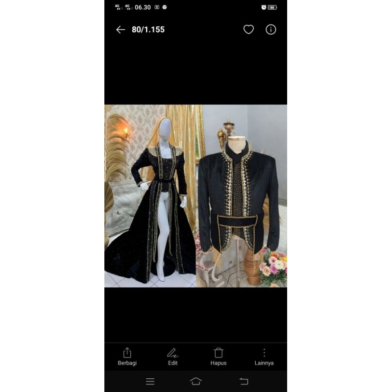 Kebaya modern Adat Jawa + Beskap/Jas/Bahan Buludru Premium/Full Mutiara Cangkang Full Payet Jepang S