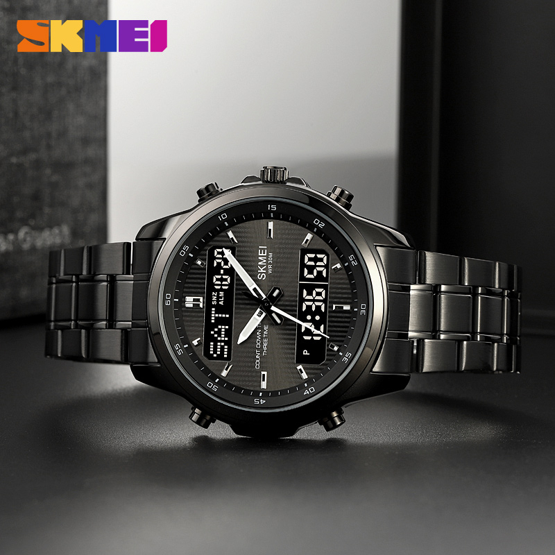 [COD] Jam Tangan Digital Analog SKMEI Original SK2049 / SK 2049 Rantai Stainless Water Resistant