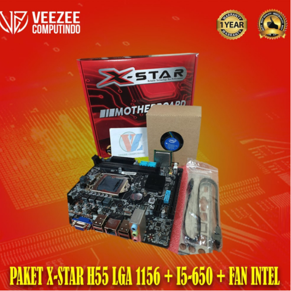 paket PC komputer intel processor i5 650 motherboard h55 lga 1156 fan baru garansi