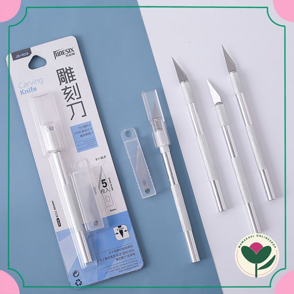 

1 set carving knife pen cutter pisau potong sticker kertas estetik MK1631