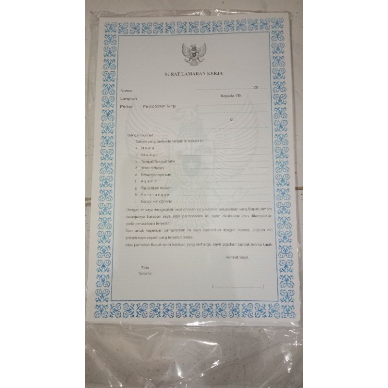 

SURAT LAMARAN KERJA / DAFTAR RIWAYAT HIDUP (Per 10 Lembar)