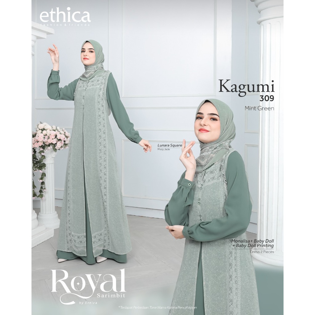 Ethica Sarimbit Royal 10 Mint Green Gamis dan Koko Couple Keluarga Terbaru 2024-2