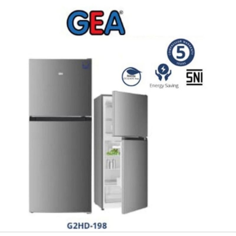 Kulkas Gea 2 Pintu G2HD-198 Inox