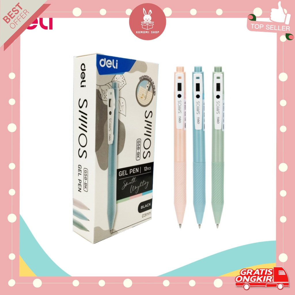 

KUMOMI - Pulpen Deli G58-BK 0.5mm / Ballpoint Click / Perlengkapan Kantor / Perlengkapan Sekolah