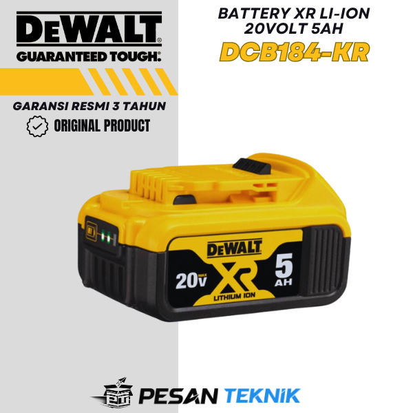 Dewalt Battery Li-Ion / Baterai 20Volt 5Ah DCB184 DCB 184