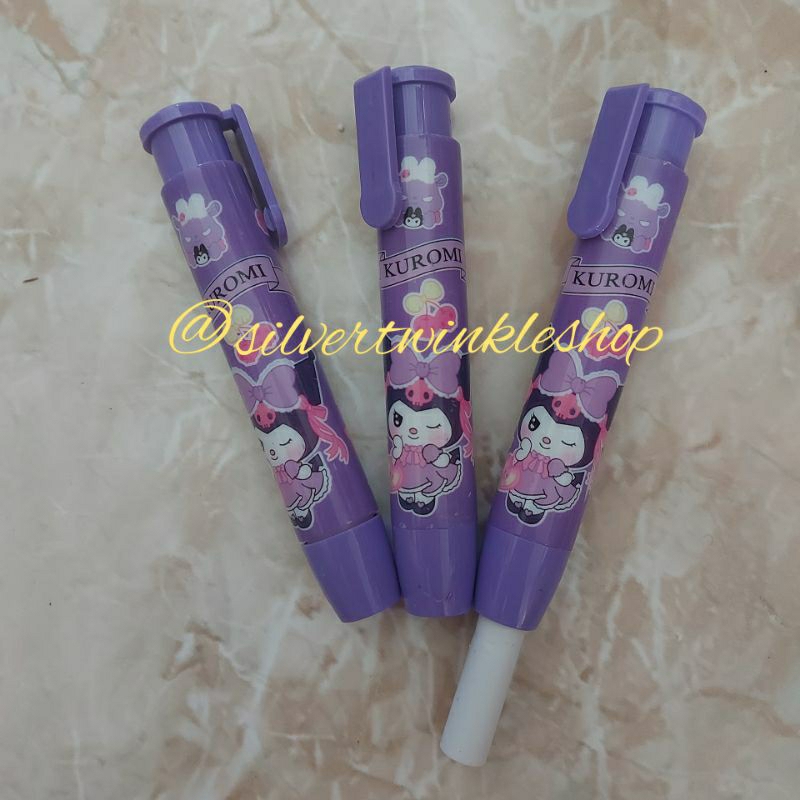 

Penghapus mekanik karakter sanrio kuromi my melody cinnamoroll eraser stationery stationary setip stip perlengkapan alat sekolah kantor hapusan mechanical eraser pensil pencil bolpen pulpen retractable pen kartun lucu stick stik sliding cetek