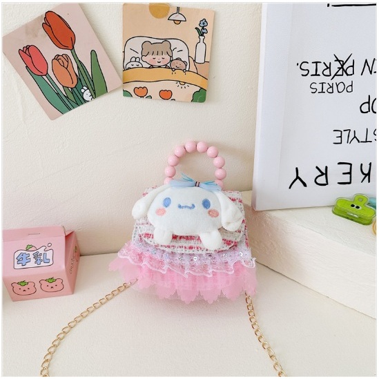 Tas Anak Selempang Korea Perempuan Fashion Mutiara CINNAMOROLL PUTIH MANIK PINK