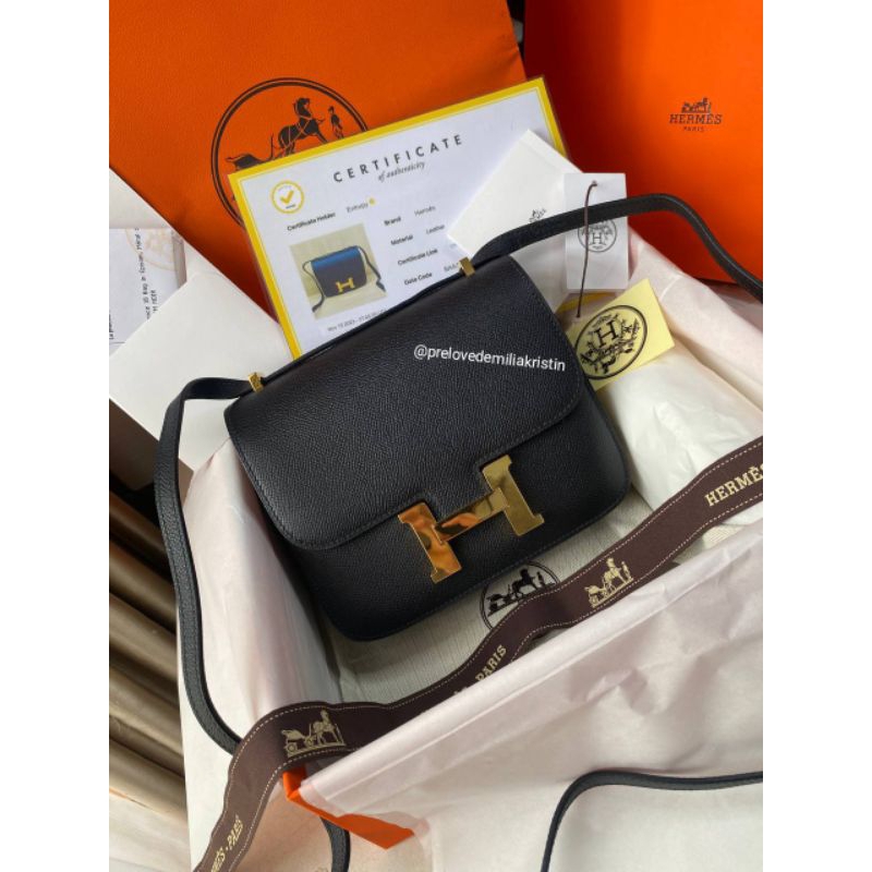 preloved rec 2023 her*es constance 18 epsom metal dore noir Authentic