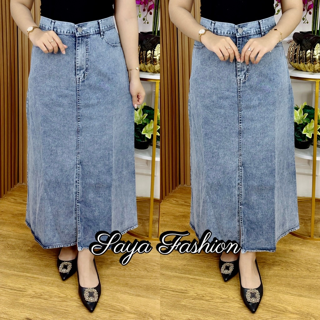 Rok Span Jeans Snow Polos Panjang 1074 Premium