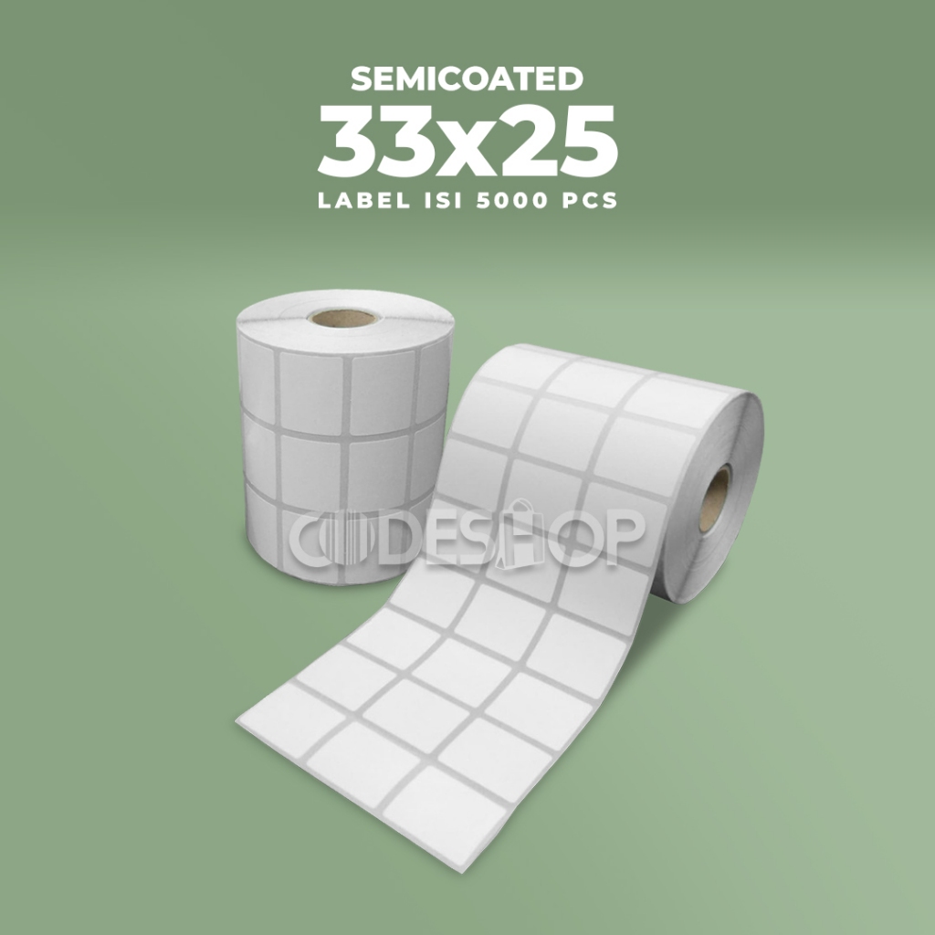 

Codeshop Label Semicoated 33x25 mm 3 Line Core 1 inch isi 5000 Pcs