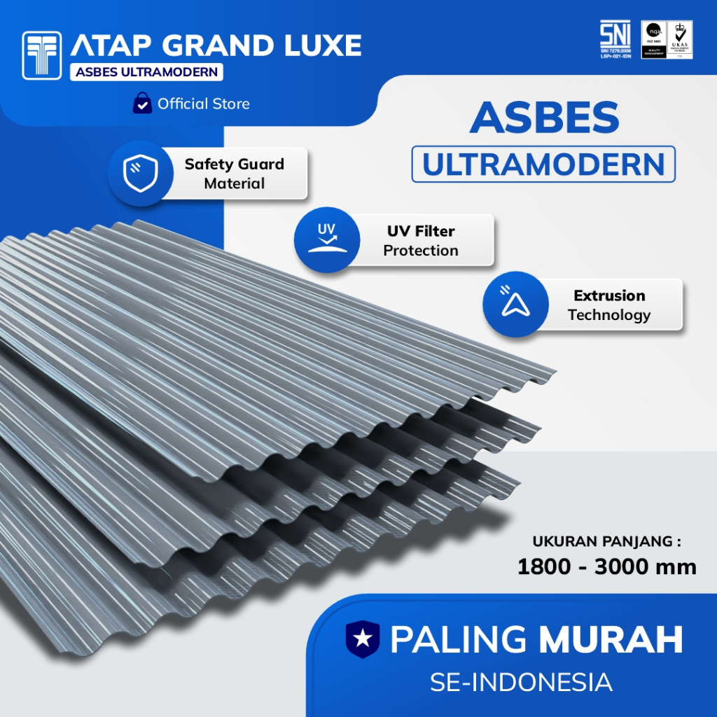 Grand Luxe Atap Gelombang Plastik PP Ultra Modern Seng Atap Anti Karat & Anti Berisik