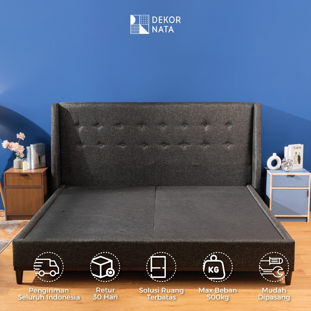 [FREE RAKIT] Dekornata - Arianne Divan Tempat Tidur Laci Dipan Knockdown  + Sandaran Kasur / Ranjang