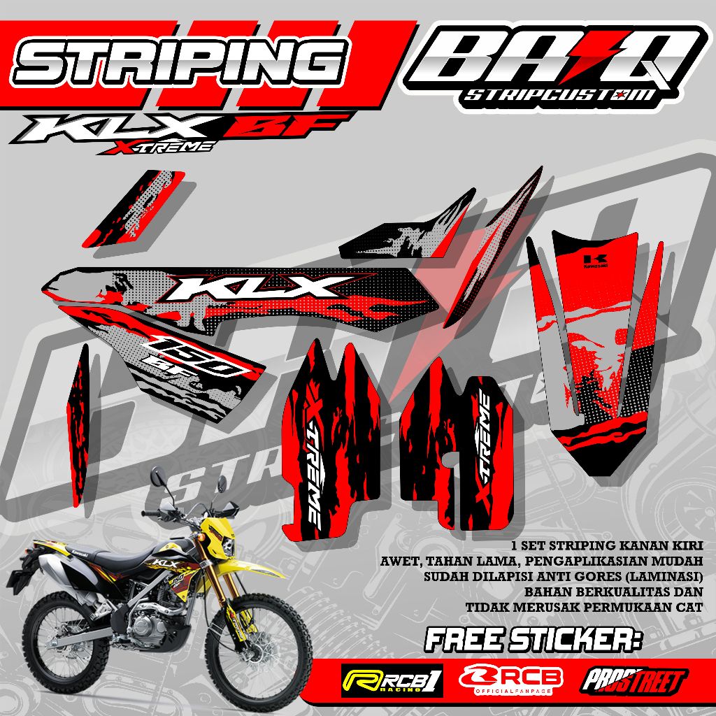 STICKER STRIPING KLX BF EXTREME - STICKER STRIPING KLX BF EXTREME MOTIF ABSTRAK