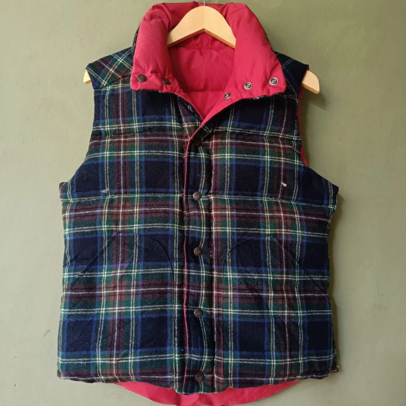 VEST BULANG REVERSIBLE TARTAN GELEMBUNG SIXTY FORTY MADE IN USA MT RAINIER DESIGN