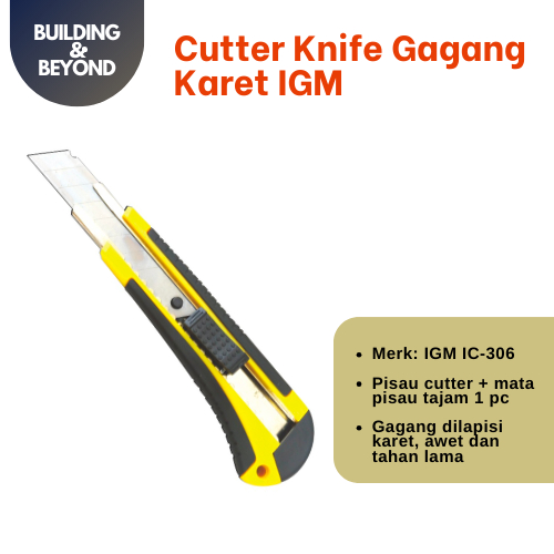 

PISAU CUTTER KNIFE JUMBO IGM GAGANG KARET IC-306