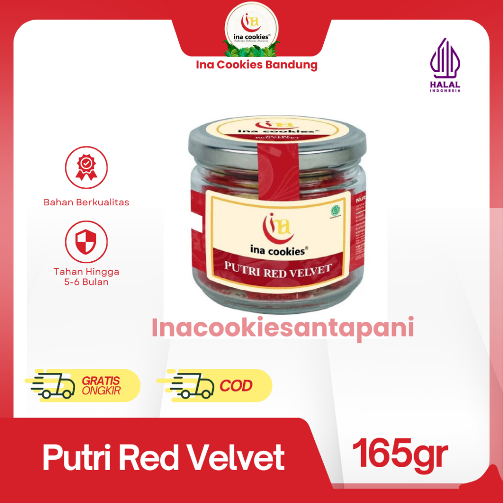 

Ina Cookies Toples Kue Kering Putri Red Velvet JAR