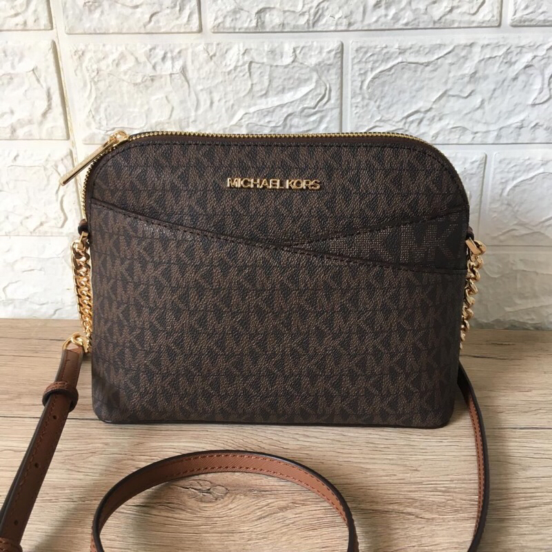 MK Shoulder Bag Jet Set Travel Sign Brown