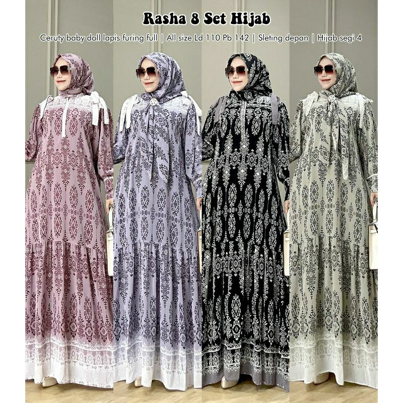 RASHA 8 Set Hijab segi 4/fashion muslim/pusat gamis