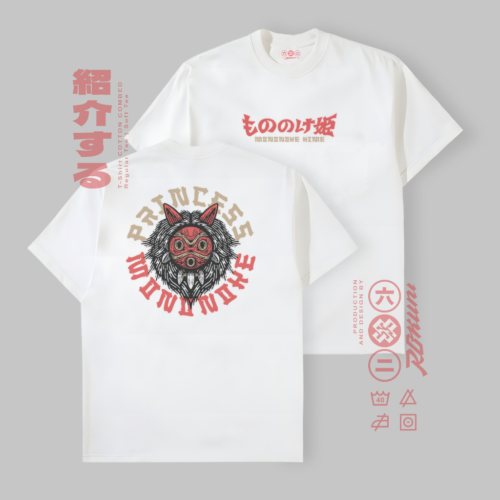 ROKUNI T-Shirt Unisex | MONONOKE-HIME / PRINCESS MONONOKE | GHIBLI | Kaos ghibli mononoke hime | Kao