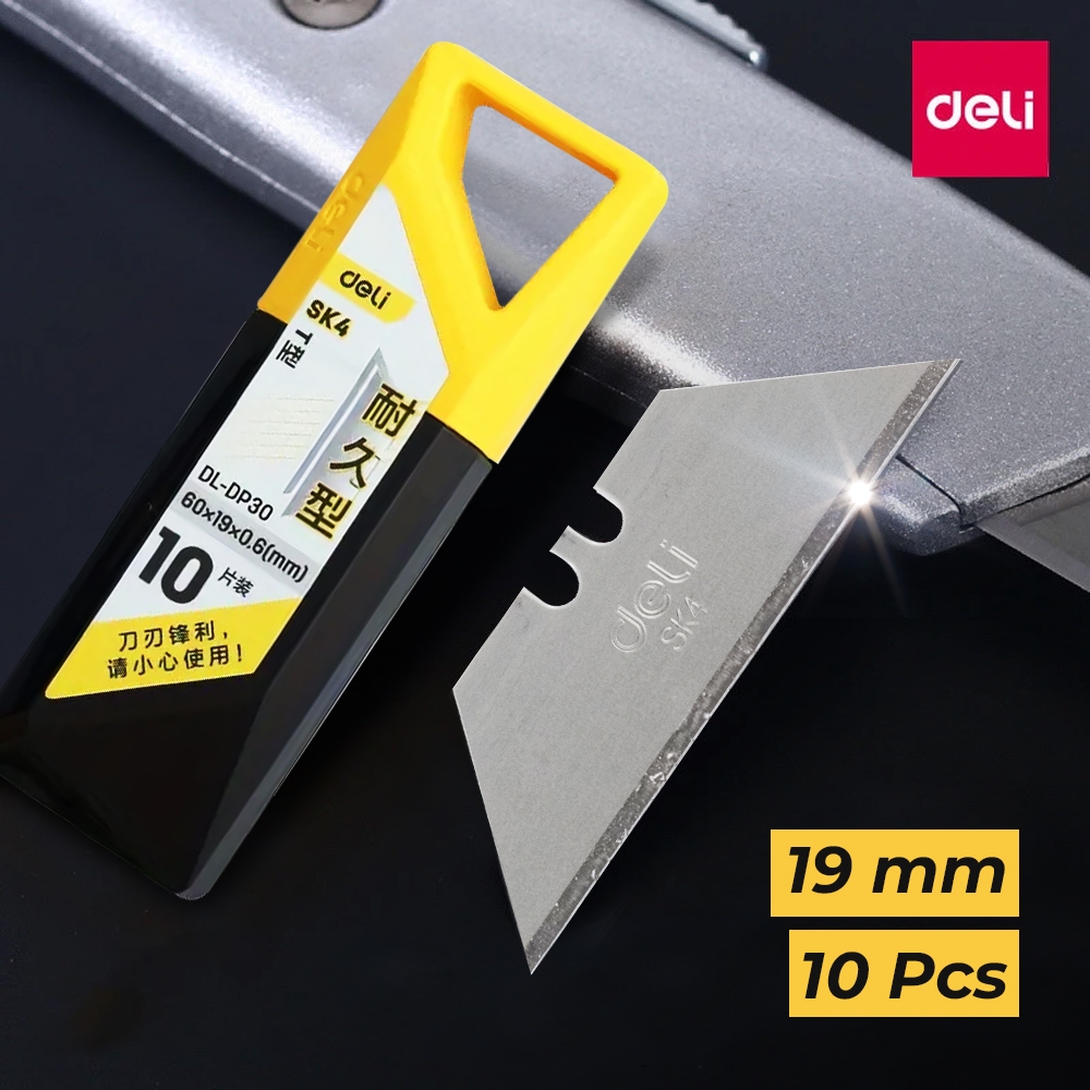 

Deli Mata Pisau Cutter Knife Blade Alloy Steel SK4 19mm 10 PCS - DL-DP30 - Yellow