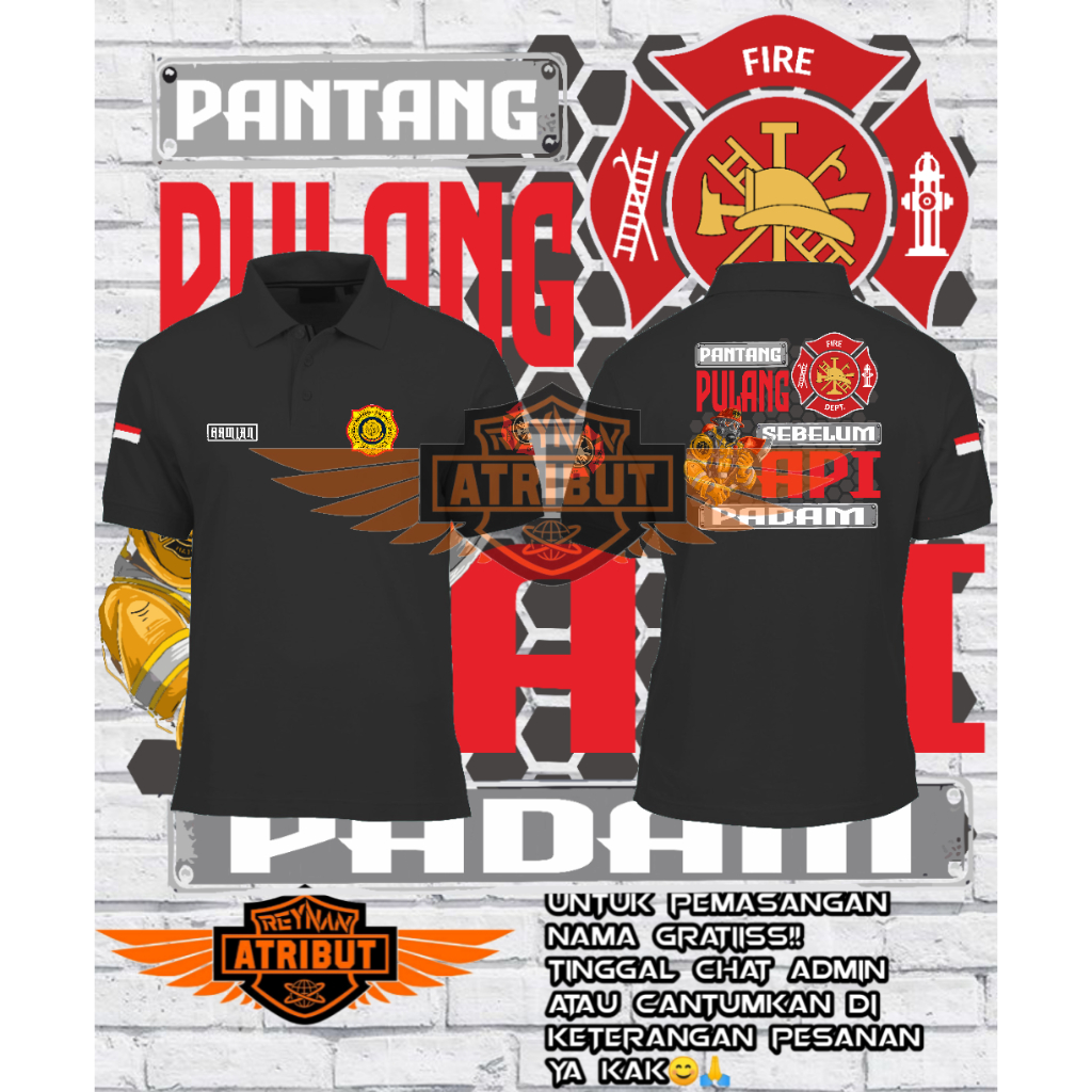 kaos wangki damkar / kaos polo damkar / kaos berkerah damkar / kaos pemadam kebakaran