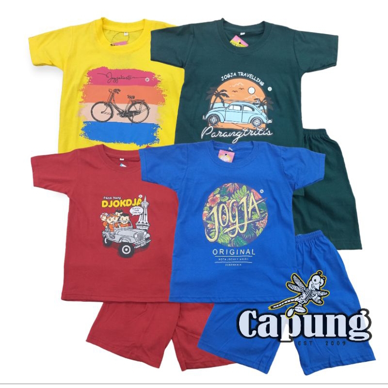 SETELAN KAOS JOGJA ANAK  BAHAN KATUN TEBAL ASLI OLEH OLEH JOGJA MALIOBORO || kaos jogja anak || kaos