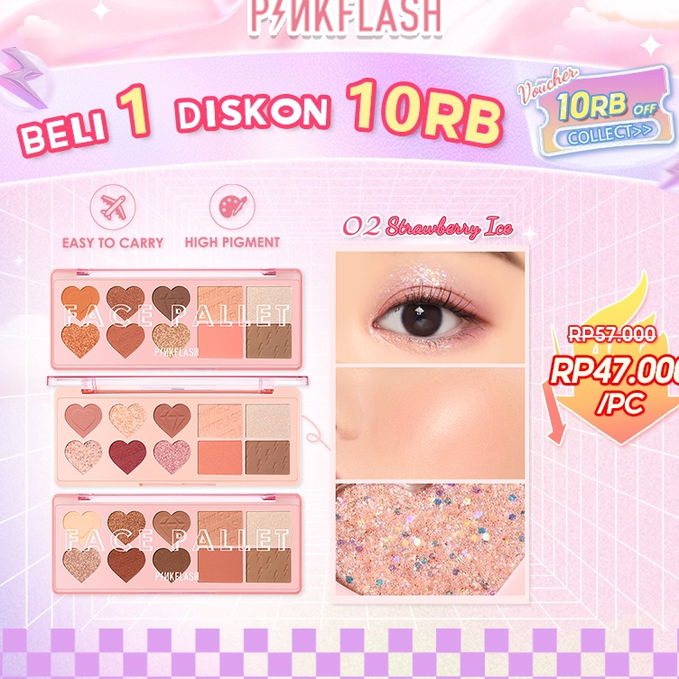 Kejar Untung  PINKFLASH OhMyLove Eyeshadow Palette Multiple Face Blush Highlighter Contour Eyeshadow