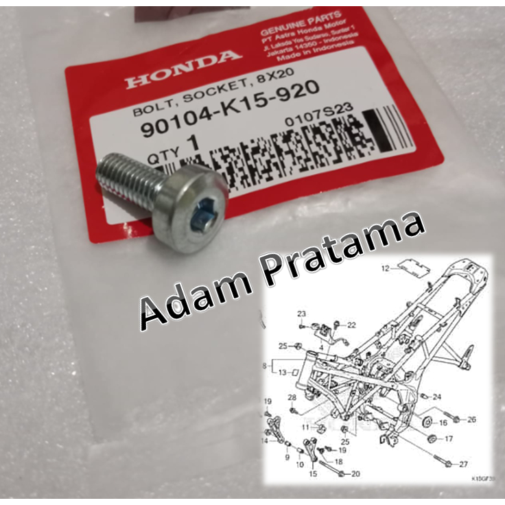 Baut Rangka CB 150 R Led CBR 150 LED 90104-K15-920 Baut Body Honda CB 150 Baut Frame CBR 150