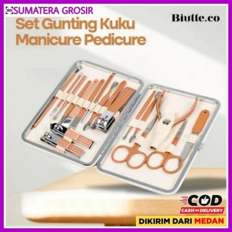 Biutte.co Nail Art Set Gunting Kuku Manicure Pedicure 18 In 1| 15 In 1 Stainless Steel Original - Gu