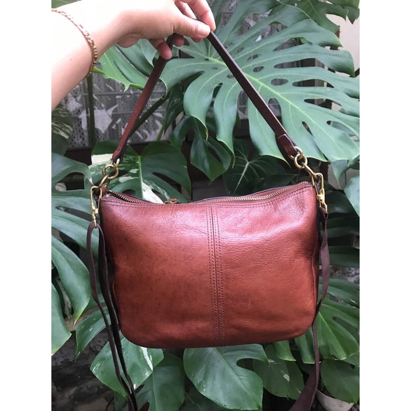 Preloved fossil jolie brown ocil f o s s i l original slempang crosbody shoulder bag