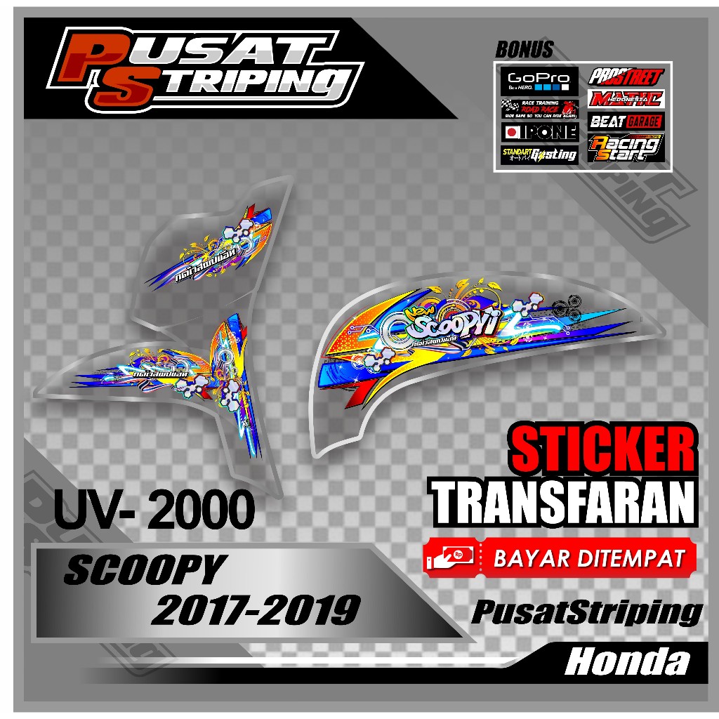 Stiker SCOOPY 2021 Striping Transparan - Sticker Motor Honda SCOOPY Variasi Transparan Desain Thaila
