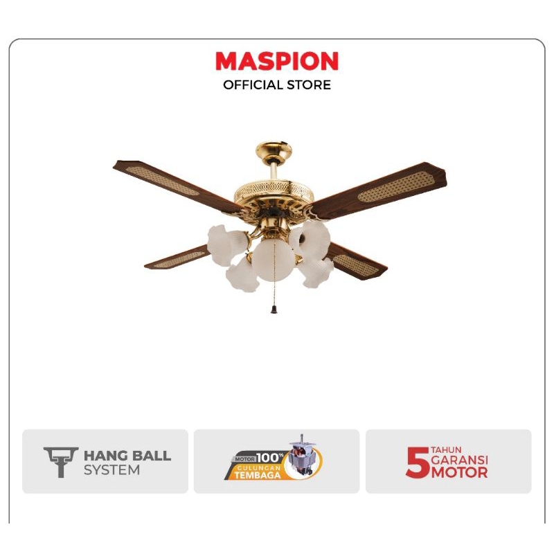 Kipas Angin Lampu / Kipas Angin Gantung / Kipas angin Plafon /Maspion Ceiling Fan MCF52 305 PB