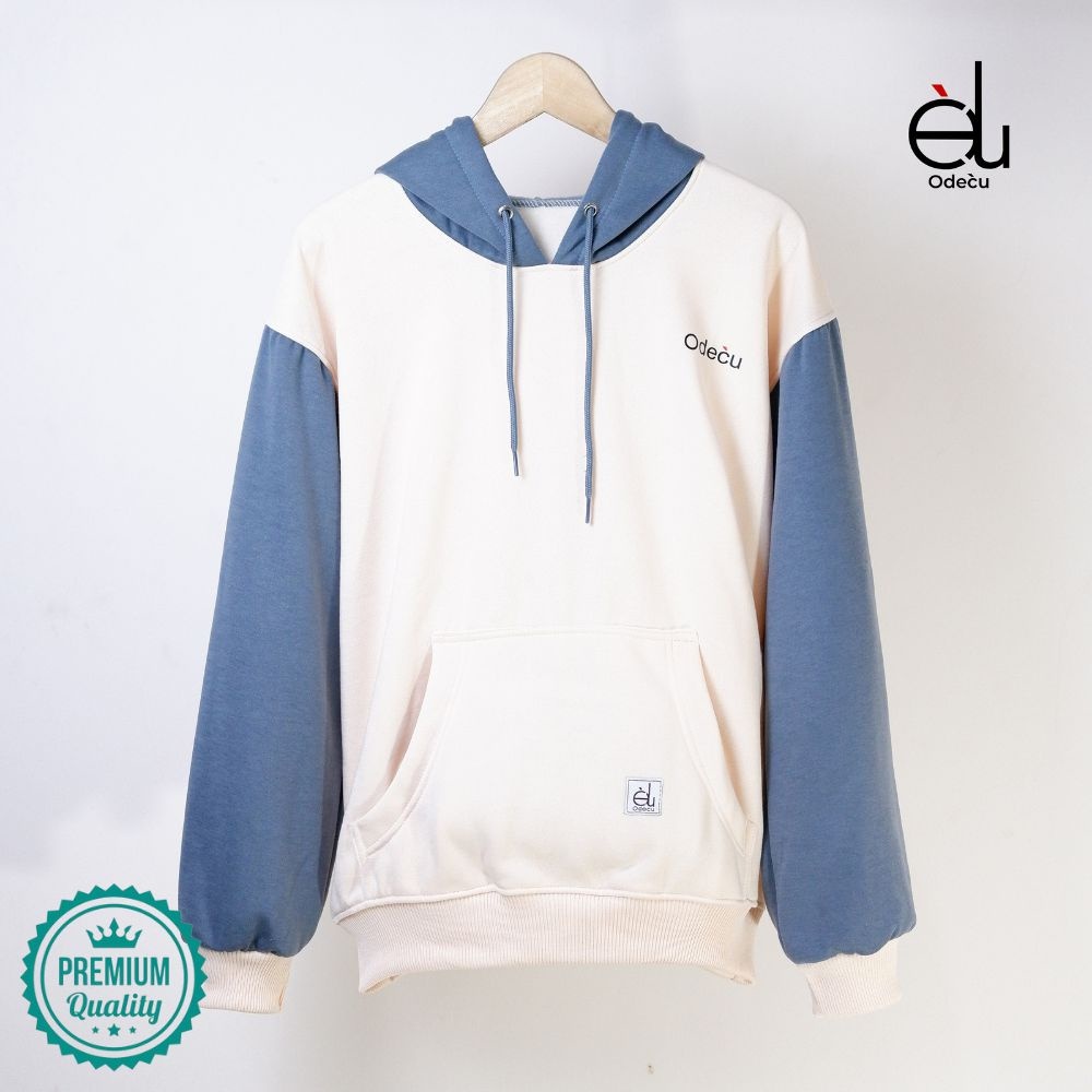 PREMIUM HOODIE TWO COLOR VANILLA DENIM SWEATER OVERSIZE PRIA WANITA ODECU