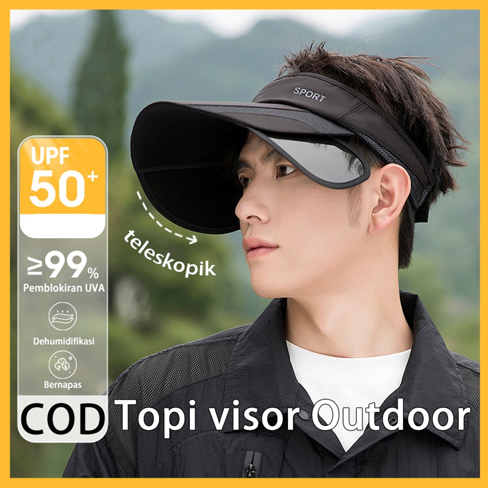 topi visor hat Outdoor Pelindung Sinar topi lipat wanita topi korea pria casual outfit topi visor wa