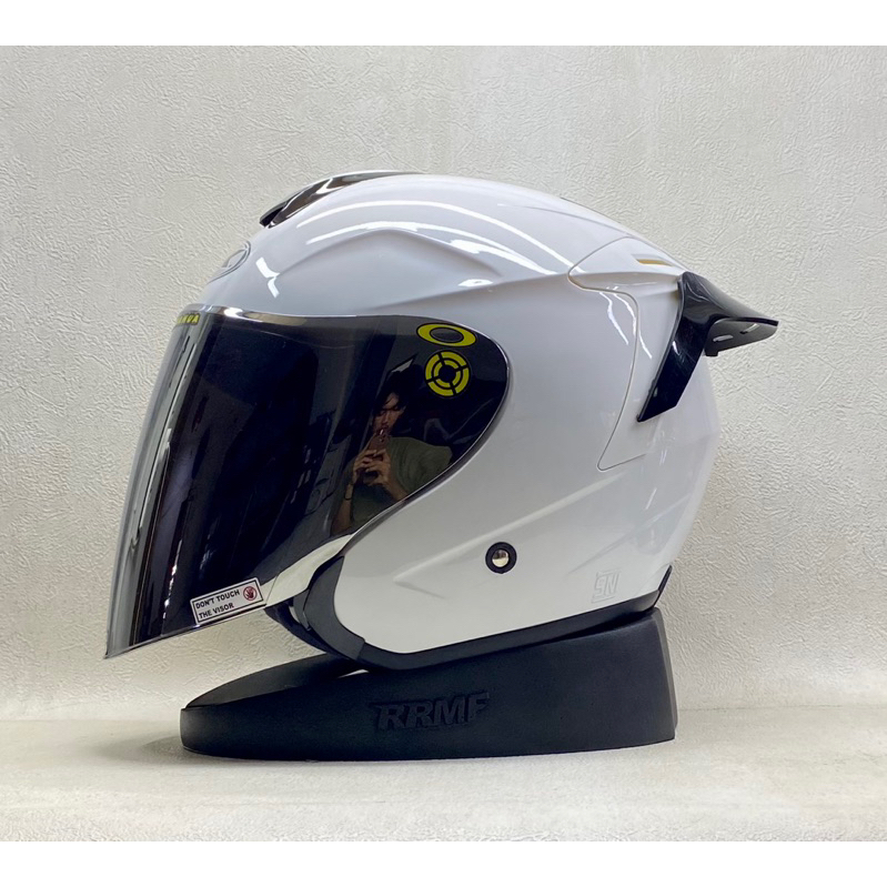 INK DYNAMIC Solid White || Paket Ganteng Visor Iriium Spoiler - Helm Half Face