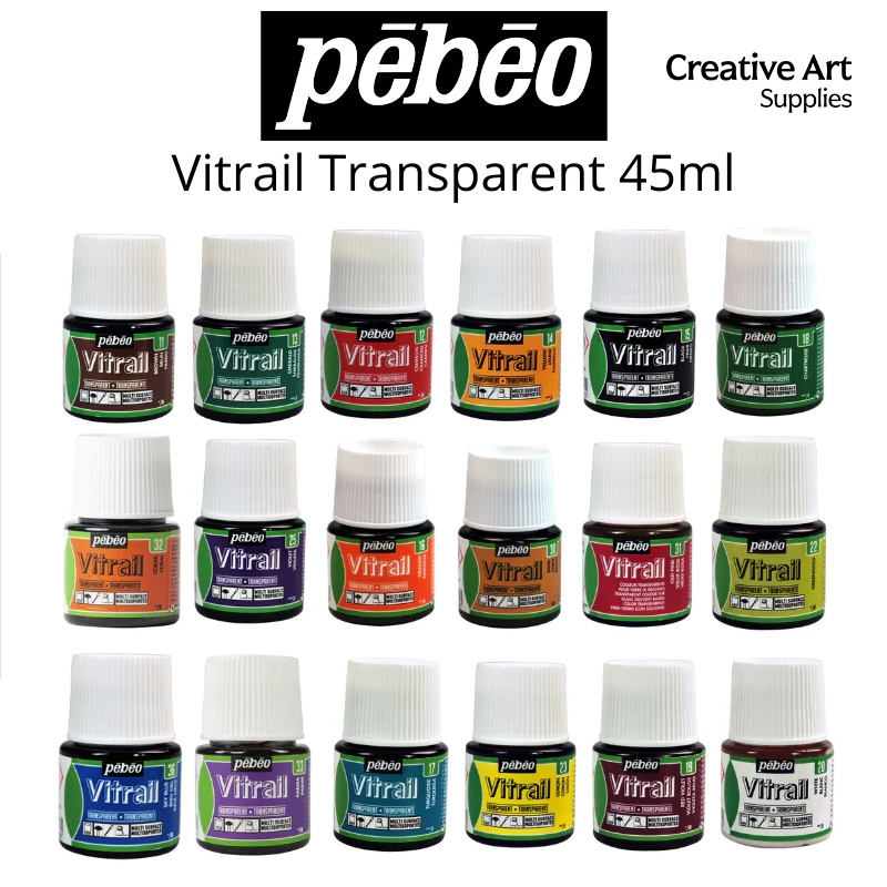 

Pebeo Vitrail 45ml Set Transparant, Opaque, Cat Kaca Prakarya, Multi Surface Media