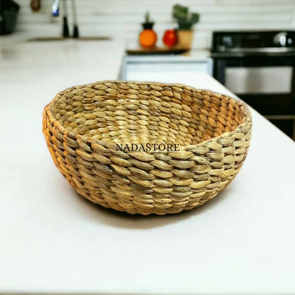 Mangkuk Buah Material Enceng Gondok / Round Buah Enceng Gondok / Tempat Bumbu Material Enceng Gondok