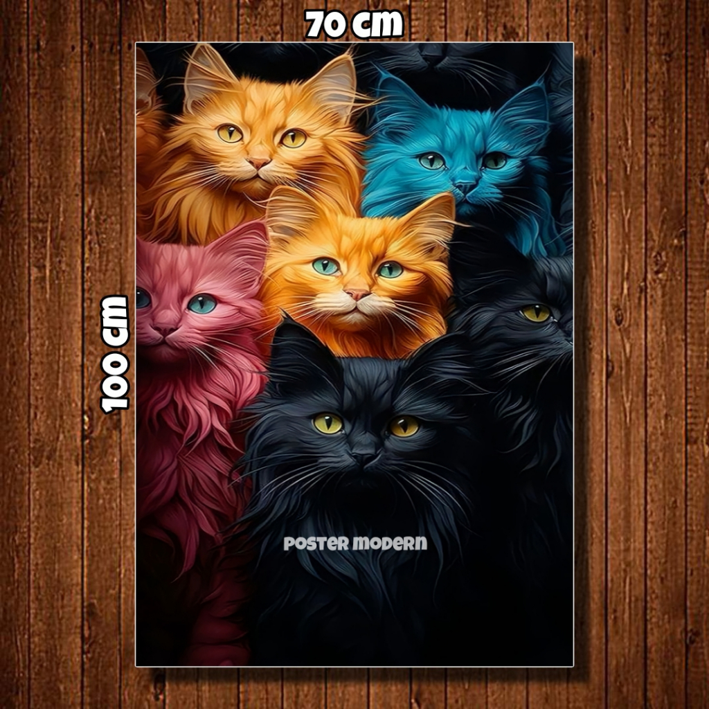 HIASAN DINDING POSTER GAMBAR KUCING 3D ART UKURAN BESAR #07 / POSTER KUCING GAMBAR ANGGORA / POSTER 