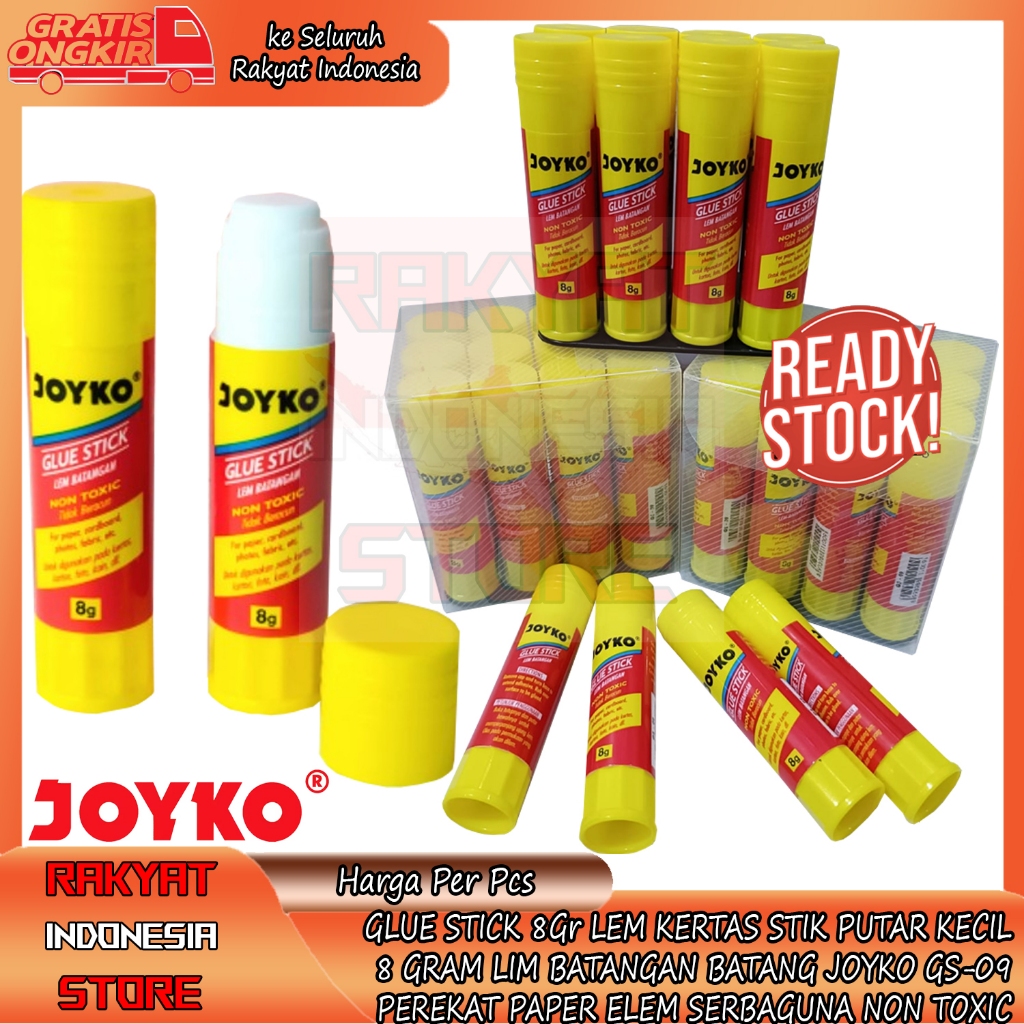 

GLUE STICK 8Gr LEM KERTAS BATANGAN STIK PUTAR PUTIH KECIL 8 GRAM LIM BATANG JOYKO GS-25 PEREKAT PAPER FOTO MATERAI KARTON KAIN ELEM SERBAGUNA NON TOXIC ALAT PERLENGKAPAN SEKOLAH KANTOR REKATKAN YANG KUAT