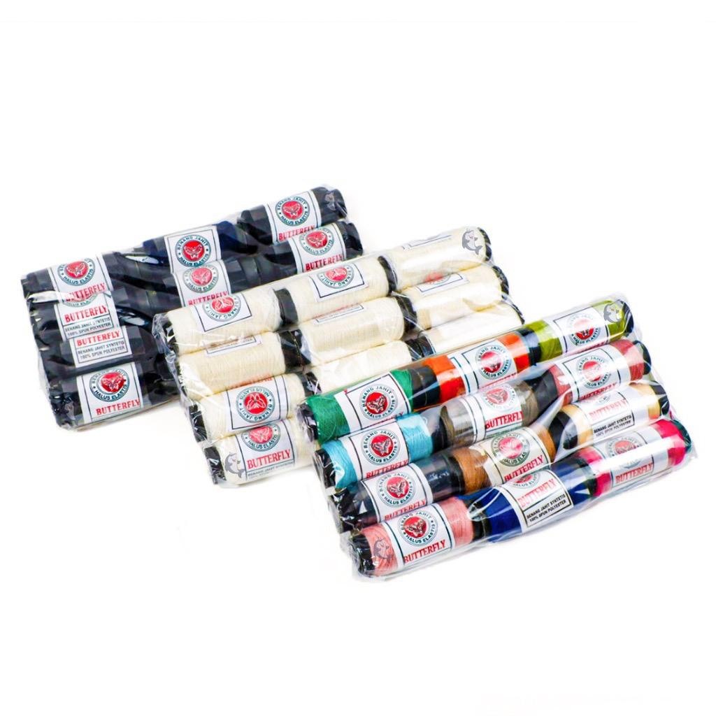 BENANG JAHIT TANGAN BESAR / BENANG JAHIT WARNA WARNI / POLYESTER / BENANG JAHIT PUTIH HITAM WARNA SU