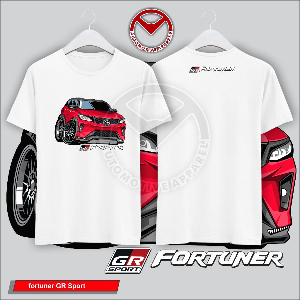 Jual Kaos mobil fortuner GR Sport Desain kaos Gemoy edisi Fortuner GR Sport 100% cotton combed