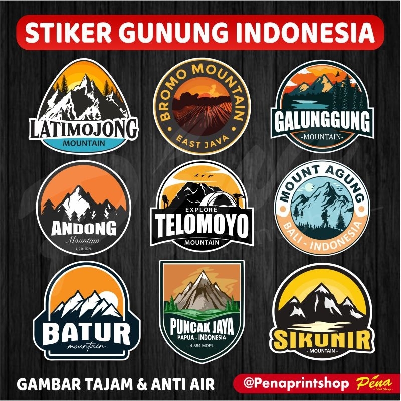 

Sticker Stiker Gunung Indonesia Survival Adventure Hiking Waterproof