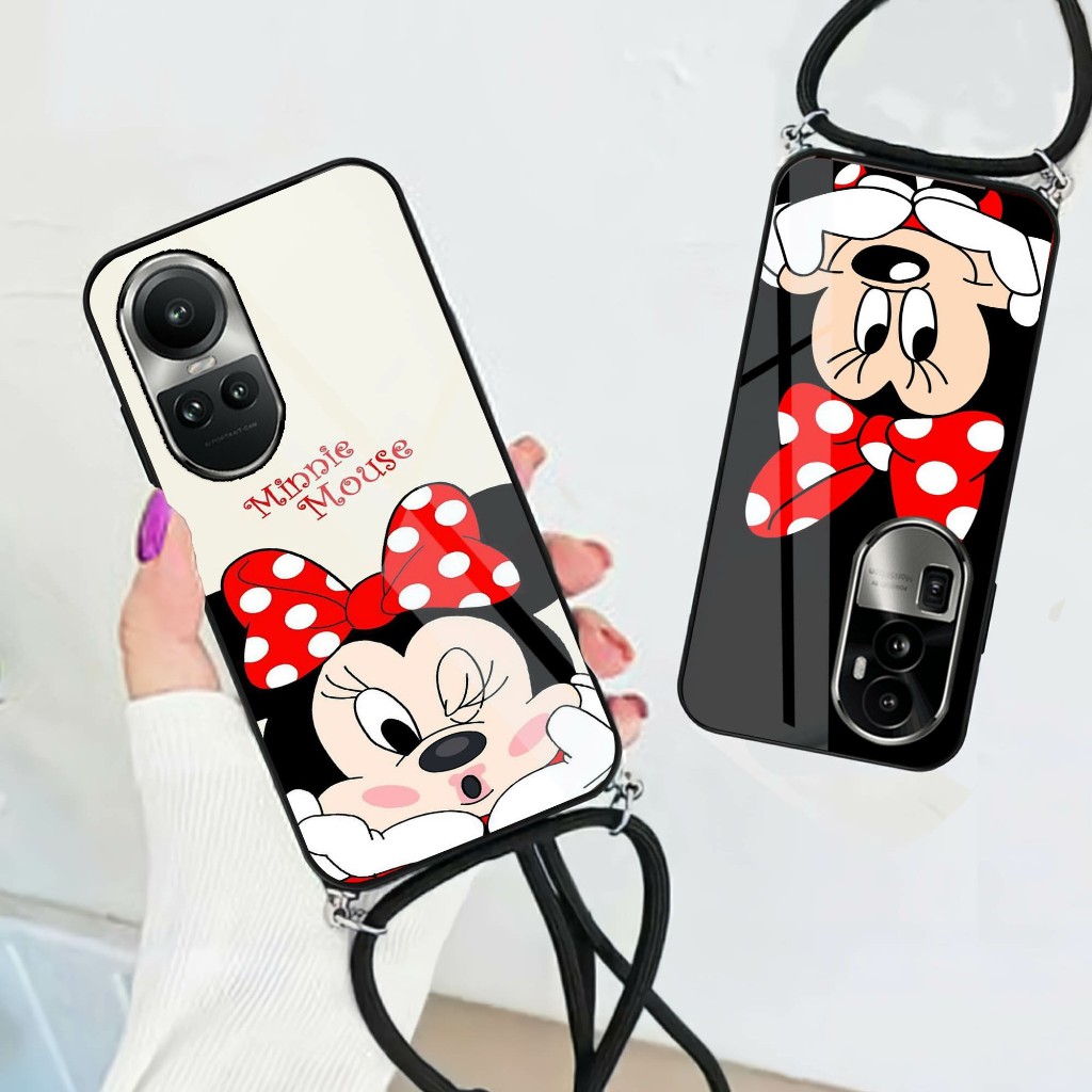 Softcase Kaca + Tali  Oppo Reno 10 5g Reno 10 Pro Plus 5g  - Casing Hp Oppo Reno 10 5g Reno 10 Pro P
