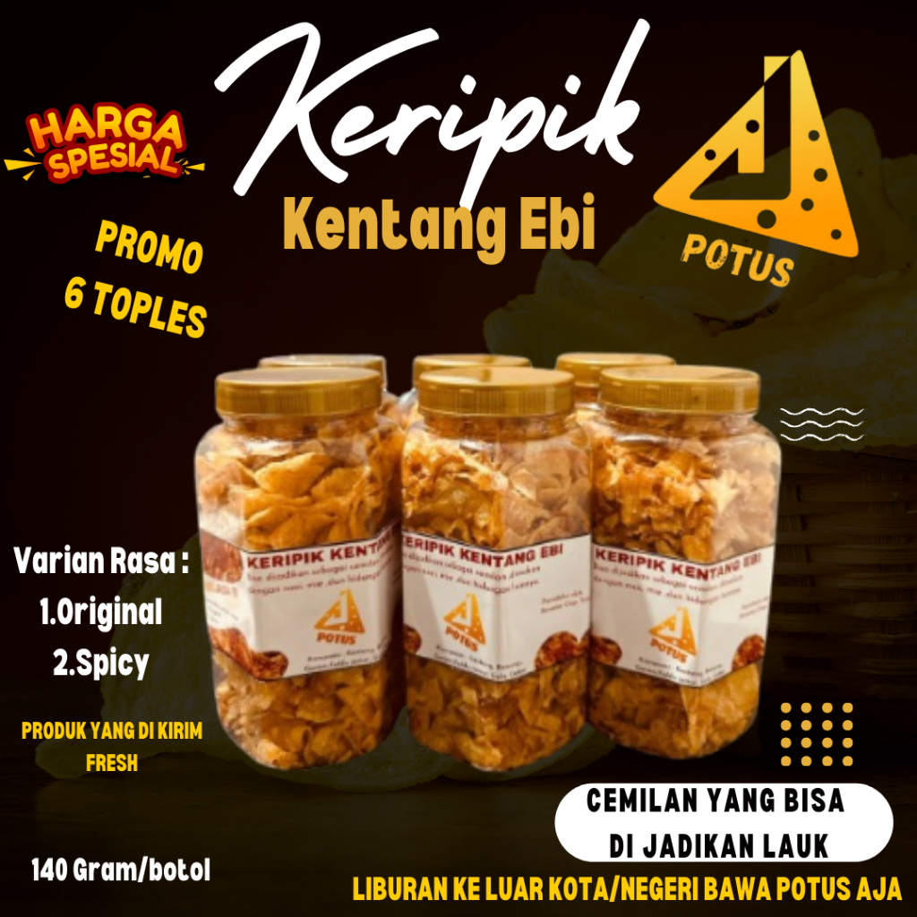 

Promo Januari Beli 6 hanya 132k keripik kentang ebi