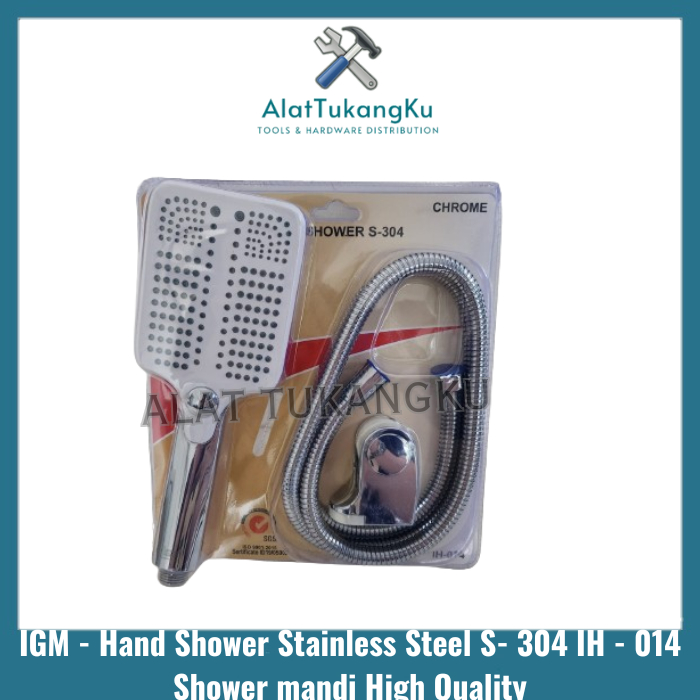 IGM HAND SHOWER MANDI SET HIGH QUALITY / IGM CHROME SHOWER + SELANG STAINLESS IGM S-304 IH 014