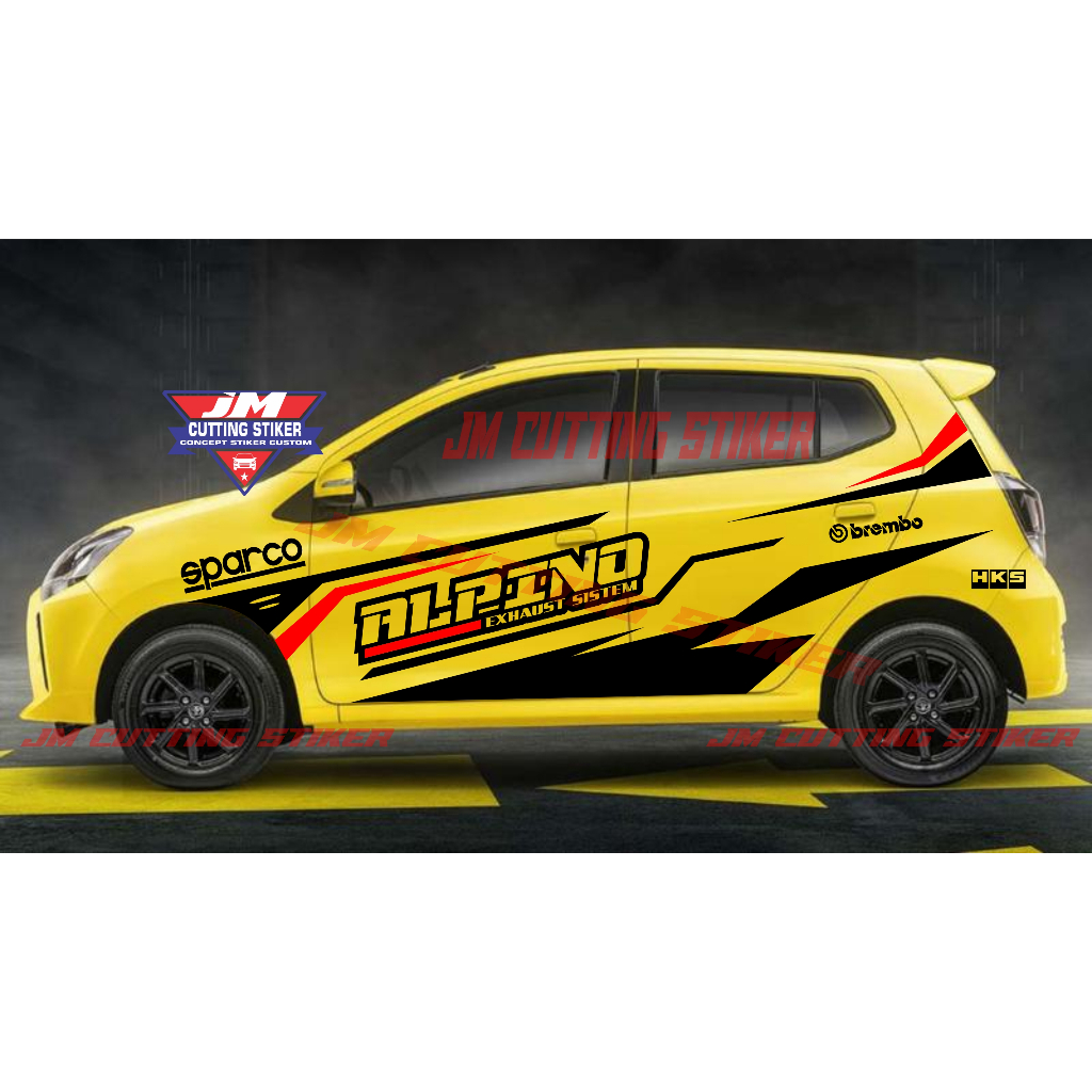 Stiker body mobil agya ayla cutting stiker striping body samping agya ayla brio jazz