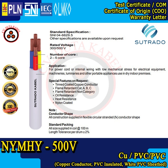 Kabel NYMHY 4x16 mm2 SUTRADO (50 m) /4x16 mm/4x16mm2/4 x 16 mm2 mm