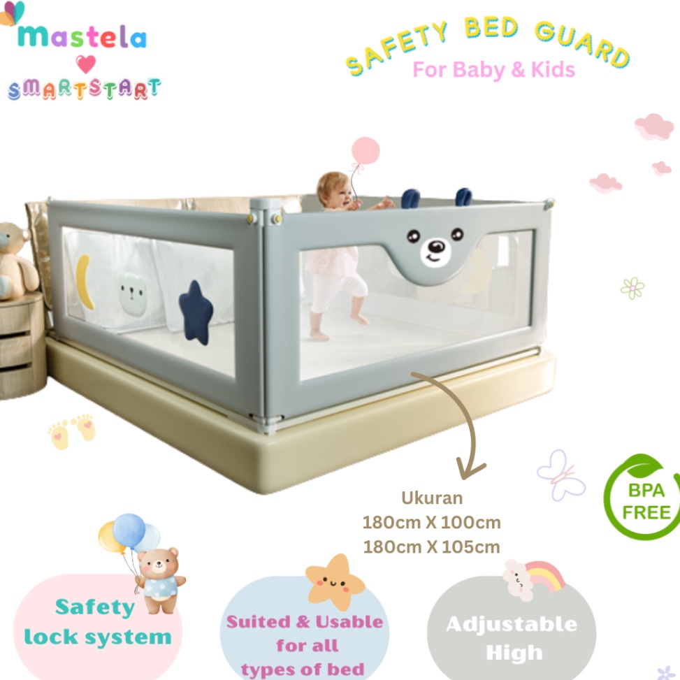 ART M32D MASTELA Baby Bed Rail Safety Guard Bed Guard Rail Fence Pagar Pembatas Pengaman Pagar Kasur Bayi