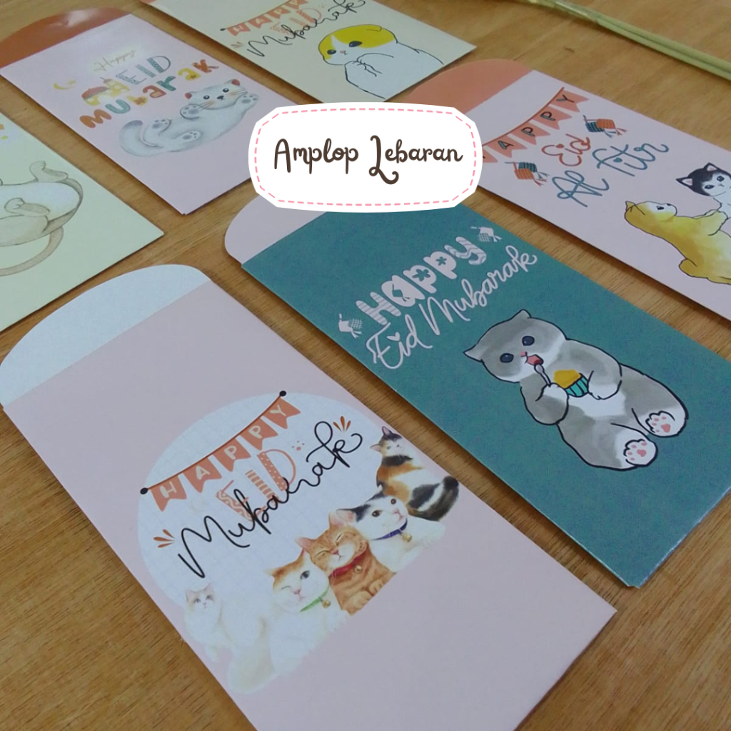 

[16x7.5 Kucing] Amplop Lebaran Idul Fitri Lucu Unik Custom Murah